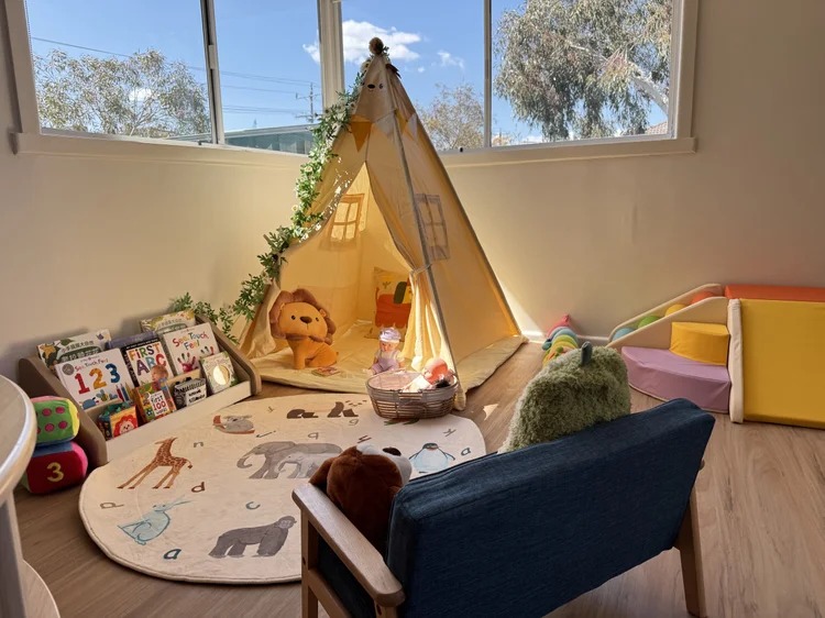 Reading corner for koala room with cozy tent